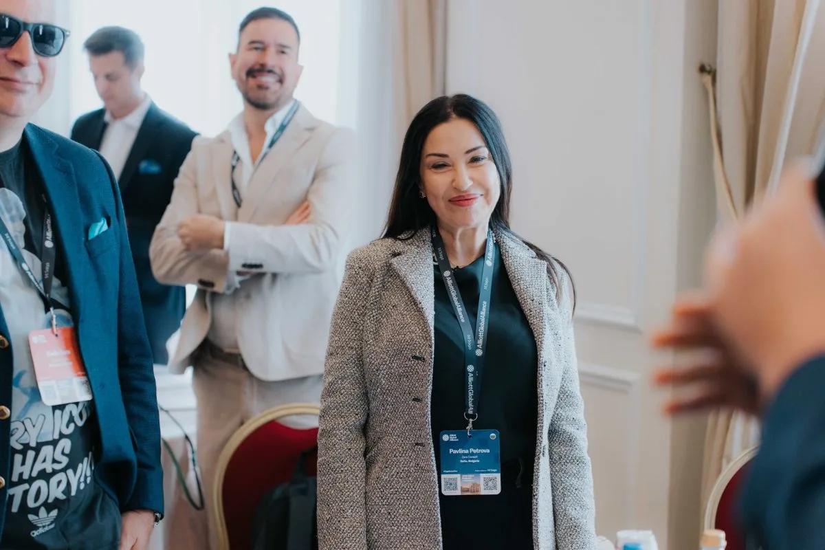 Pavlina Petrova of ZaraConsult at the conference, wearing an Alliott Global Alliance badge