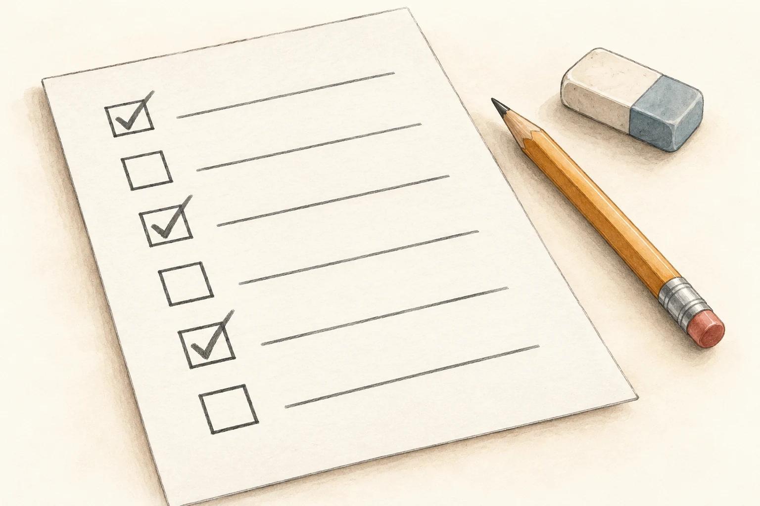 Paper multiple-response question with selected and unselected boxes, illustrating evaluation of individual options.