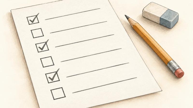 Paper multiple-response question with selected and unselected boxes, illustrating evaluation of individual options.