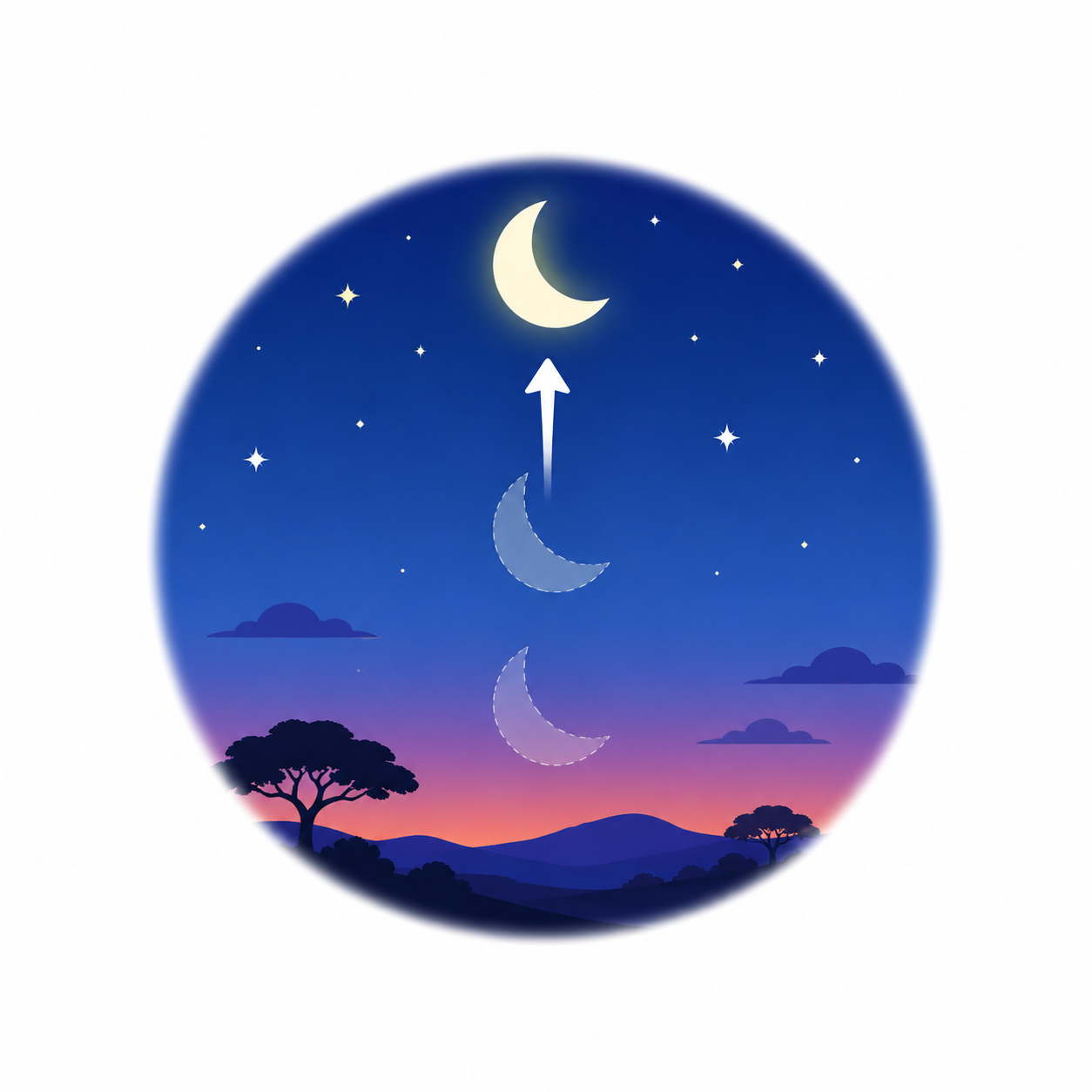 (Of moon) to rise