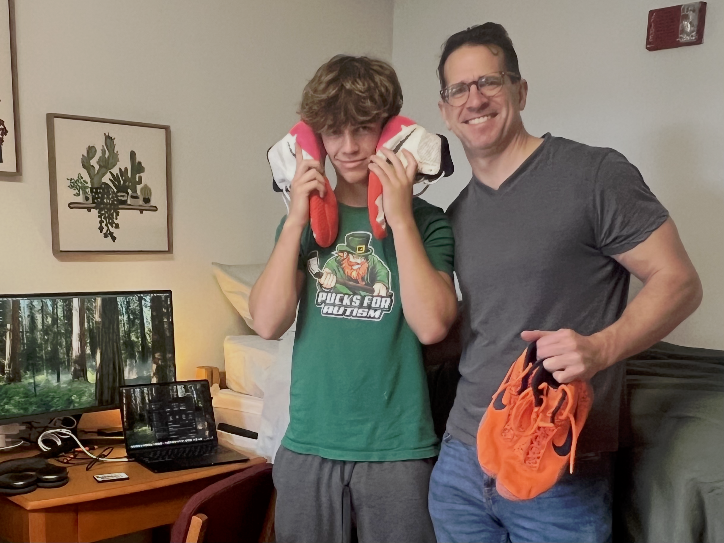 Owen Anderson and his father Brett on freshman move-in day at Sacred Heart University; the day Brett met Owen's college wrestling coach for the first time.