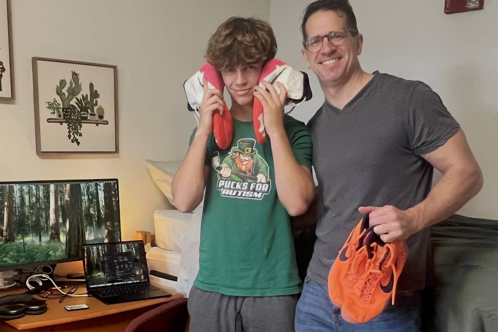 Owen Anderson and his father Brett on freshman move-in day at Sacred Heart University; the day Brett met Owen's college wrestling coach for the first time.