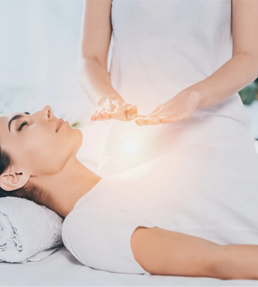 Reiki woman laying down