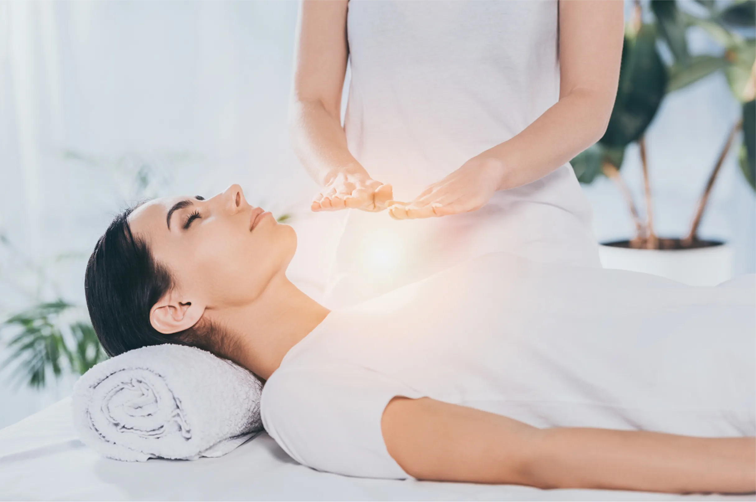 Reiki woman laying down