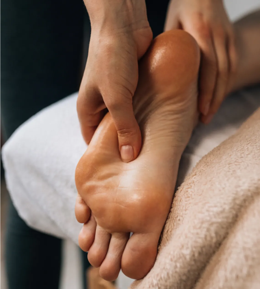 Reflexology close up on a foot