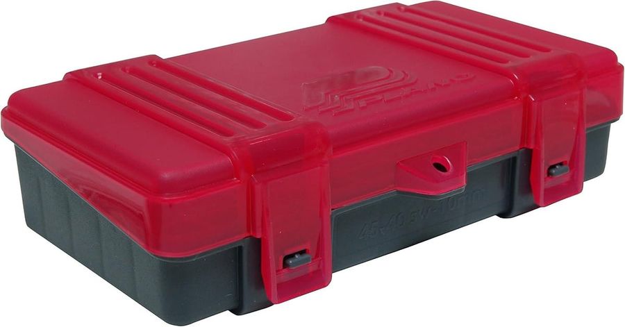 Plano 50-Count Handgun Ammo Box, Dark Gray, Lockable Ammunition Storage, XL Plastic Ammo Box with Dependable Closures and Deep Individual Slots for .45, .40, & 10mm Ammo - $6.63