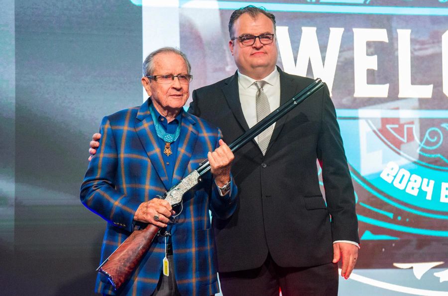 Henry Presents Limited Silver Deluxe Rifle to Maj. Gen. Patrick Brady at NRA Foundation Event