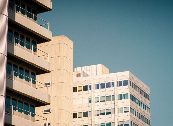 office block with blue sky