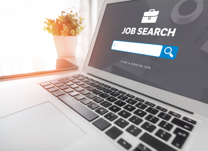 laptop screen showing job search
