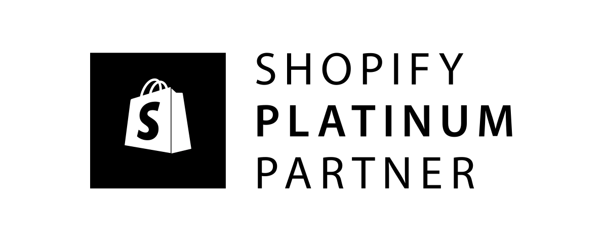 Shopify logo with text Shopify Platinum Partner text next to it