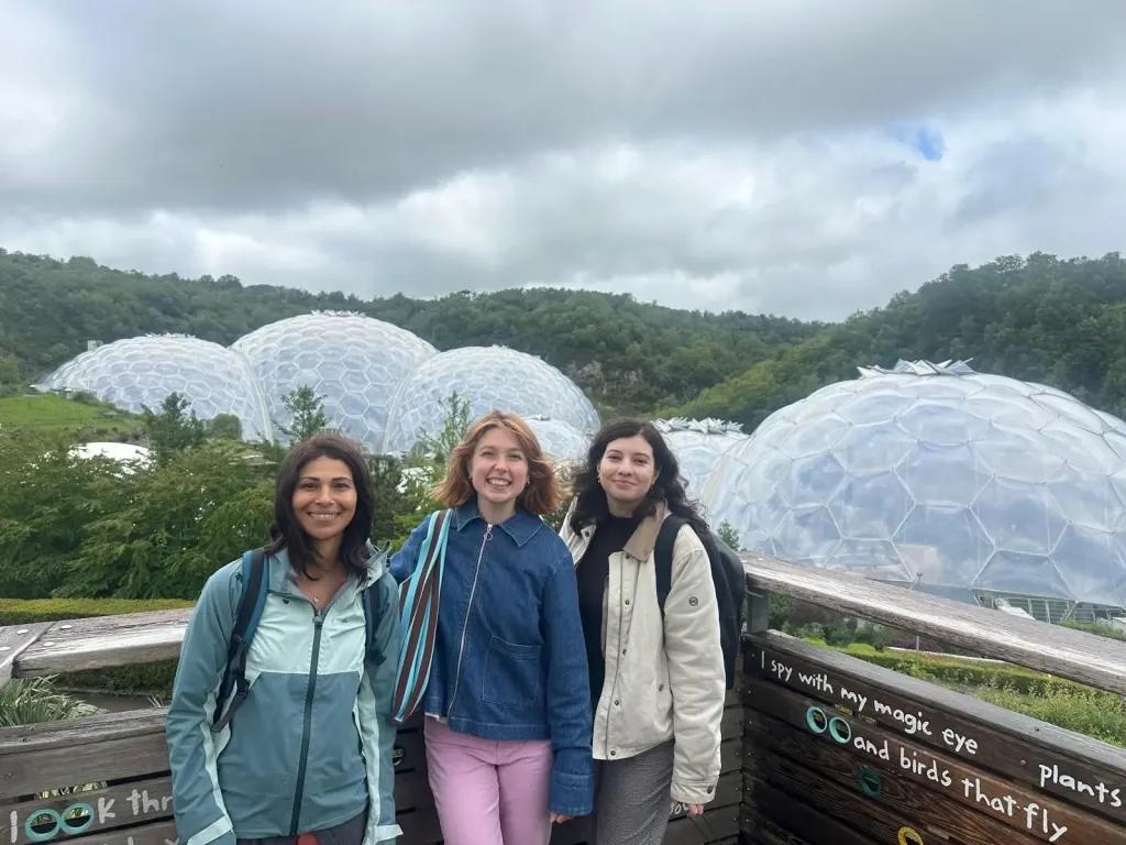 Dr Lalitha Iyadurai, Dr Delia Ciobotaru and Emma Fry at the Eden Project.