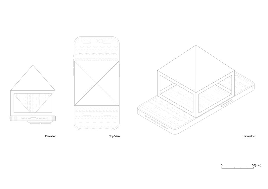 Elevation + Top View + Isometric Diagram