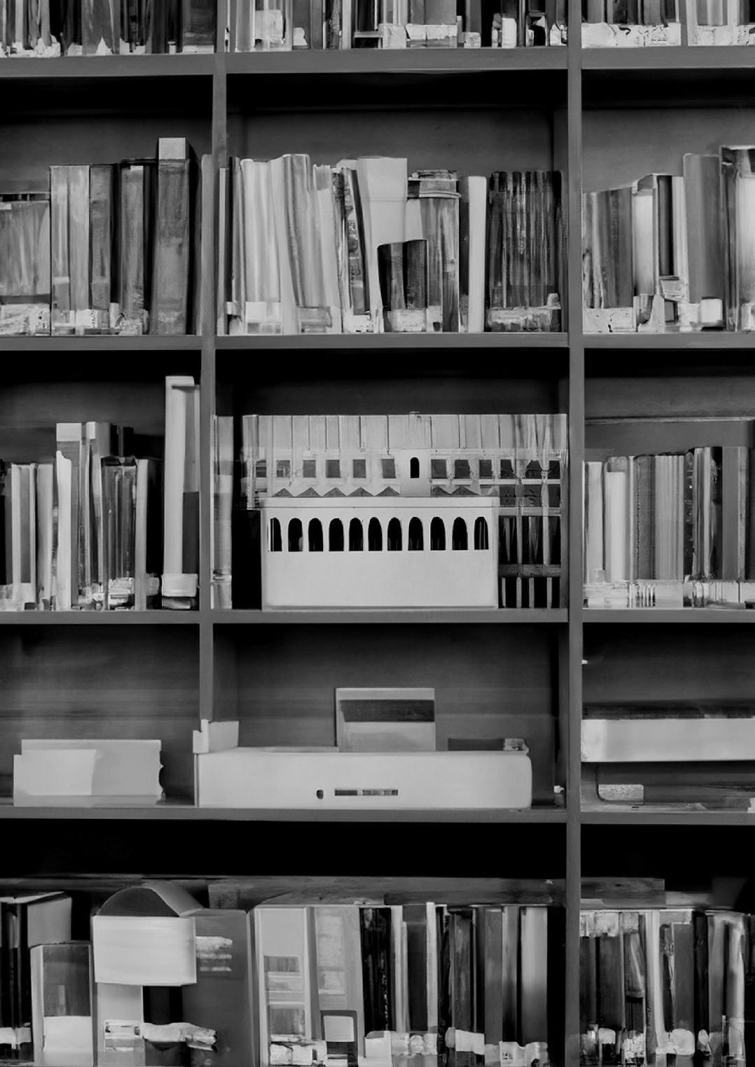 《Models in the bookshelf》 collage, 2024, Hitoki Keino