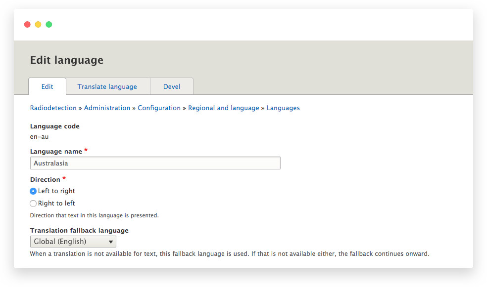 Fallback language