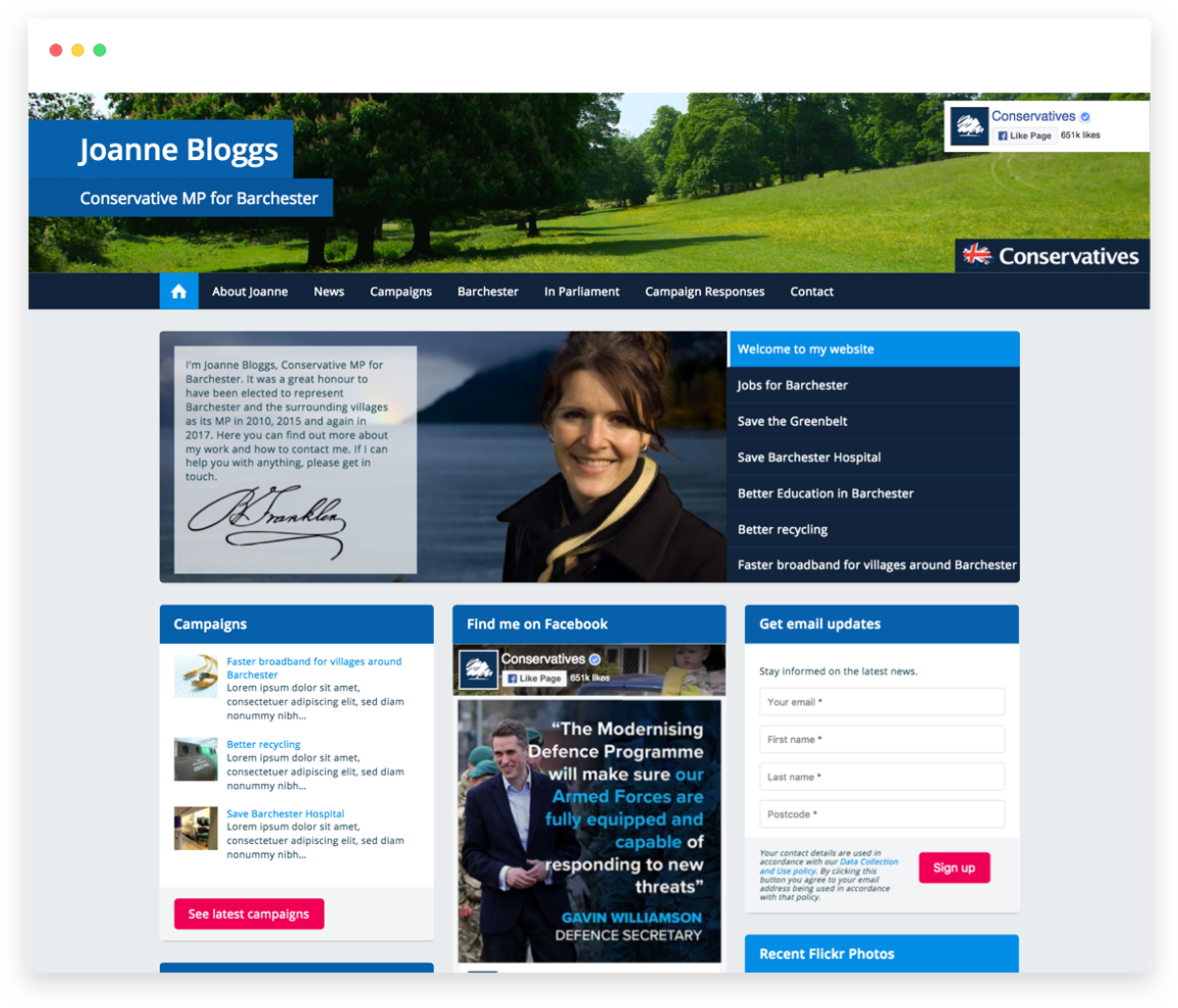 Example of a Bluetree website