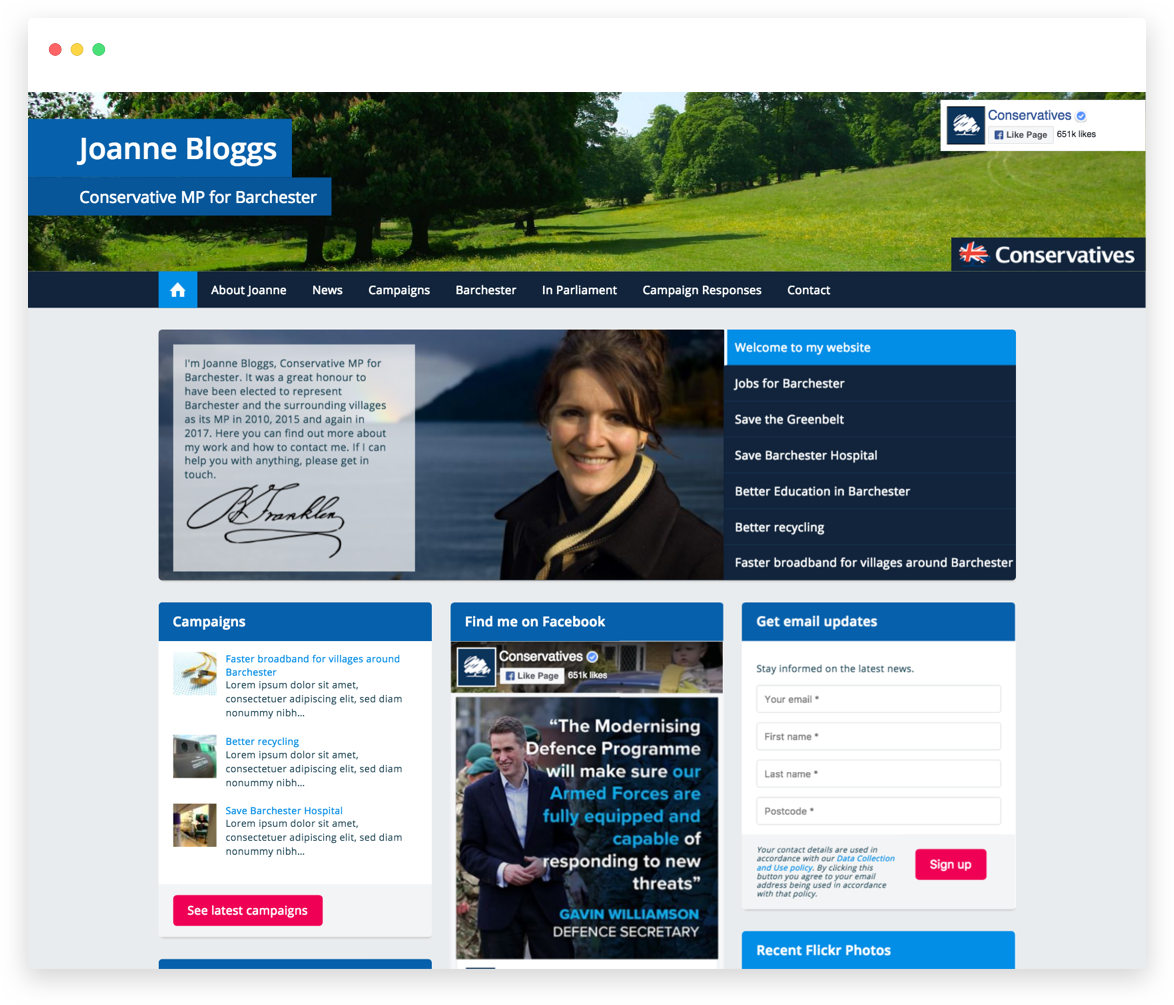 Example of a Bluetree website