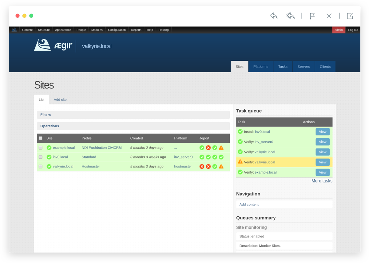 Aegir Screenshot