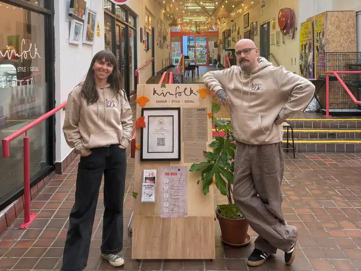 Kristyna and Alfie outside Kinfolk