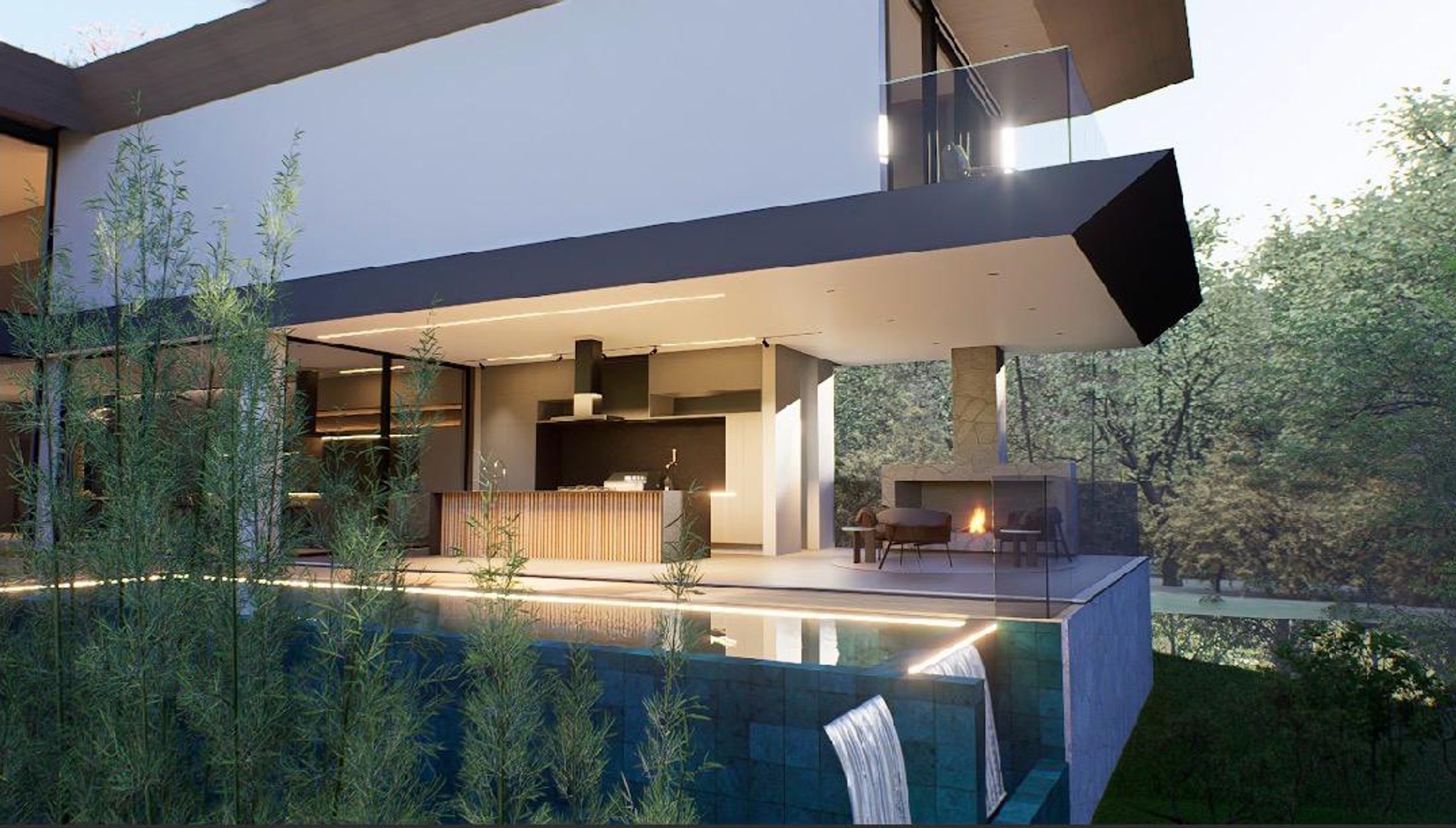 Piscina borda infinita casa Jardim