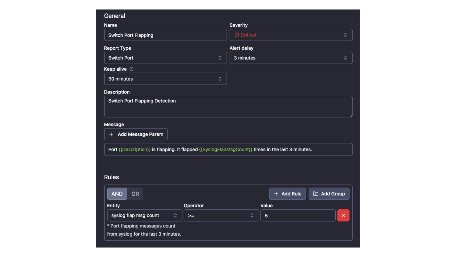 Port Flapping Alert Config