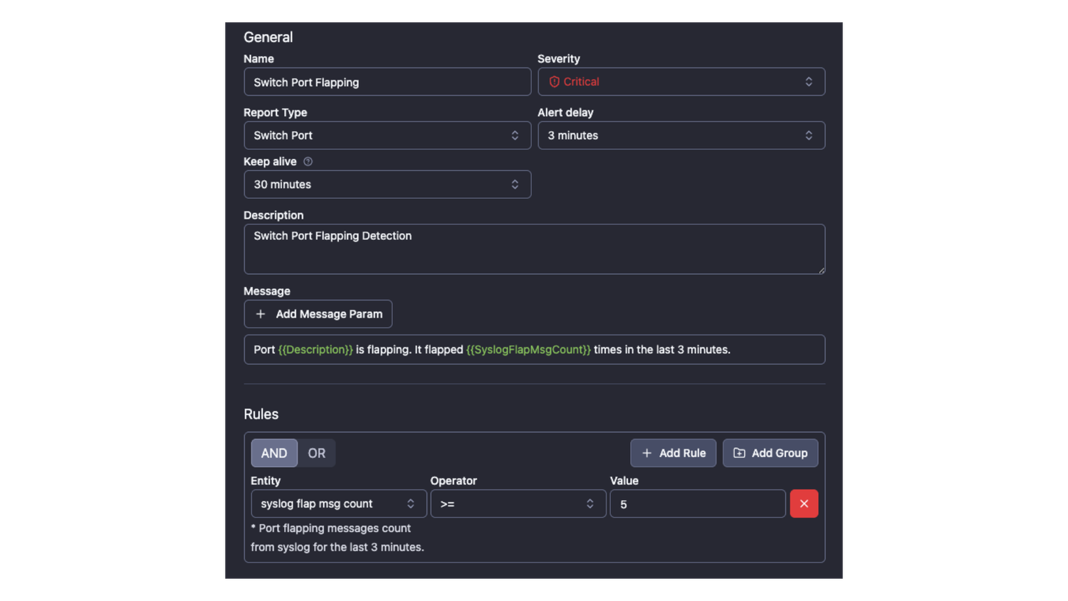 Port Flapping Alert Config