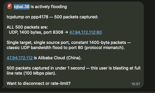 DDoS - SensyAI identify and mitigate users that are flooding