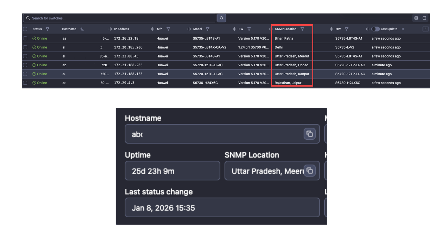 Devices sysLocation
