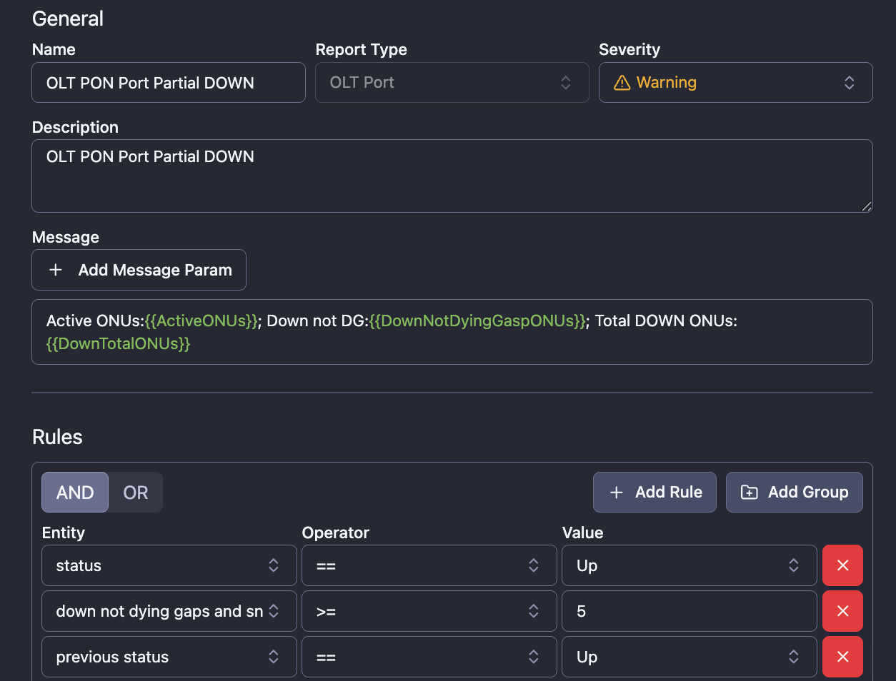 Partial PON Down to detect multiple ONTs(ONUs) Down because of fiber issues