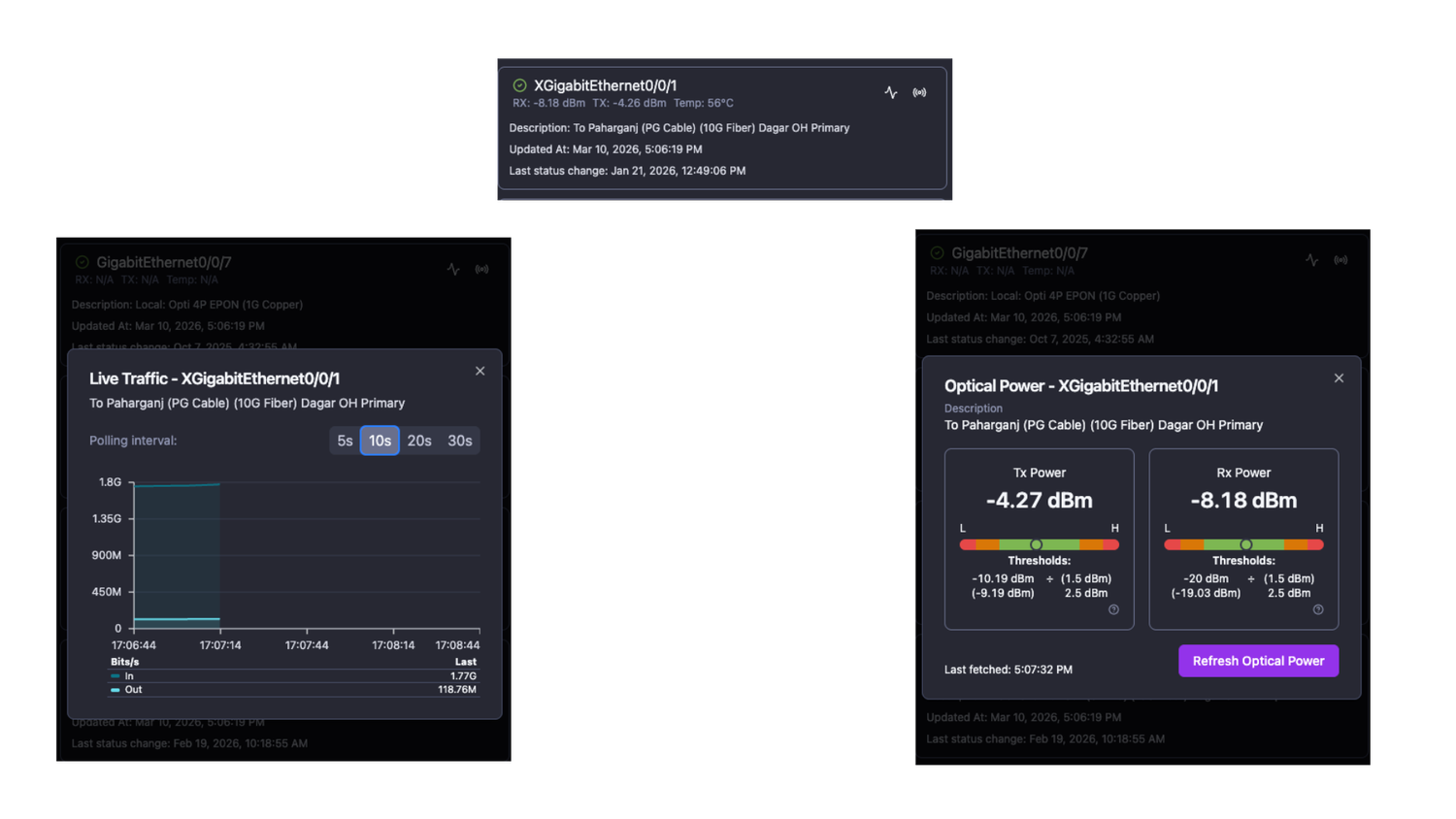 Port actions on Mobile app