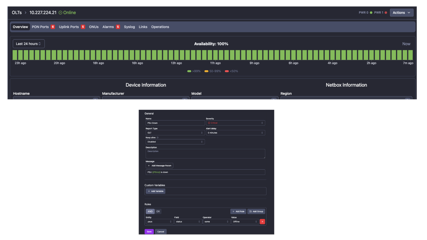 OLT PSU Monitoring