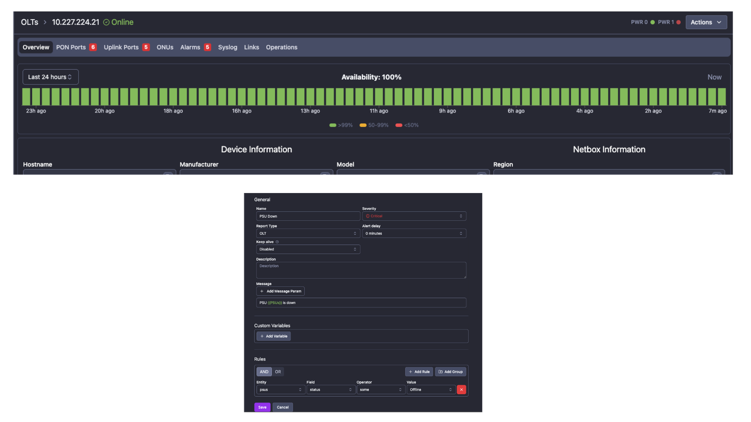 OLT PSU Monitoring
