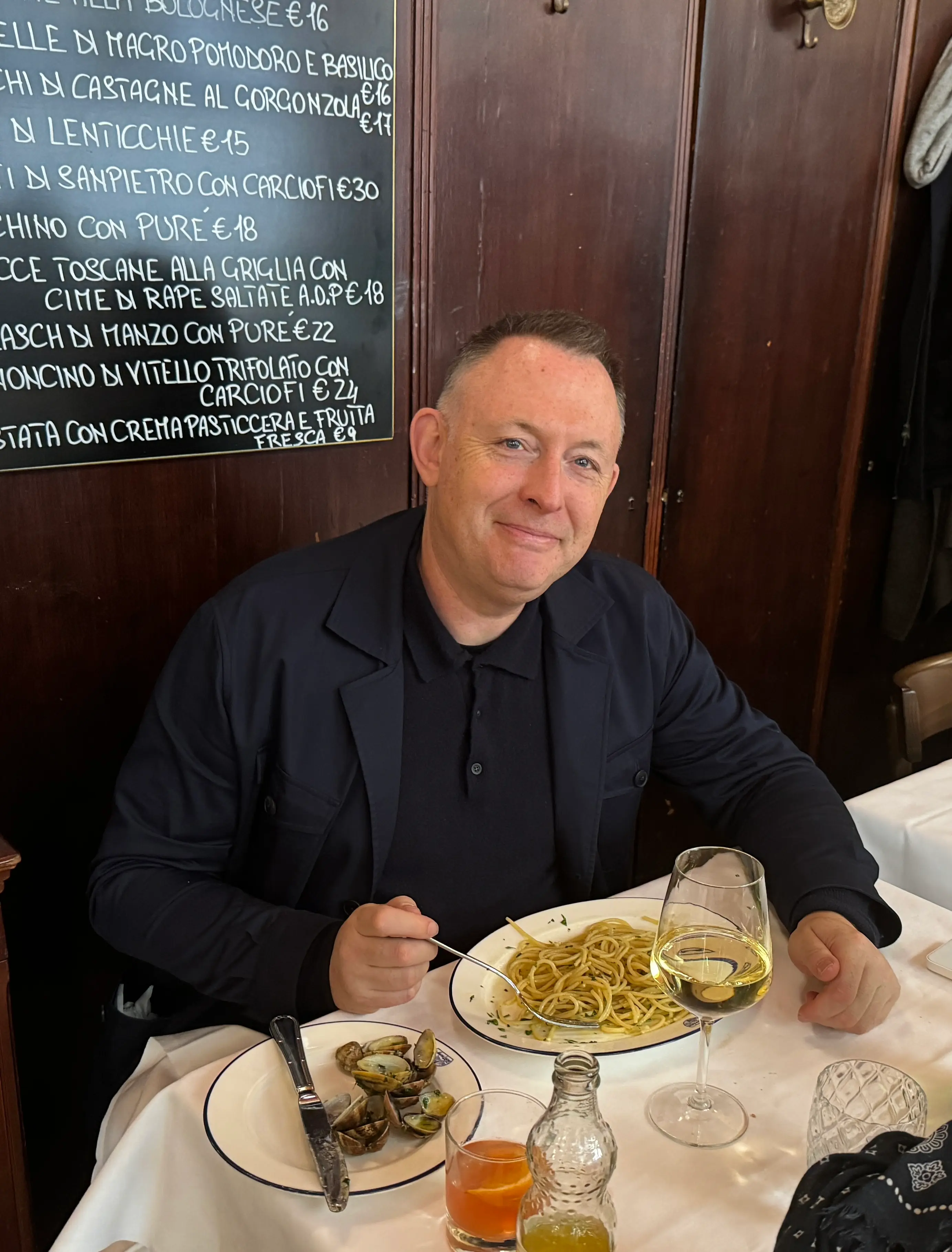 Murray enjoying Italian cuisine