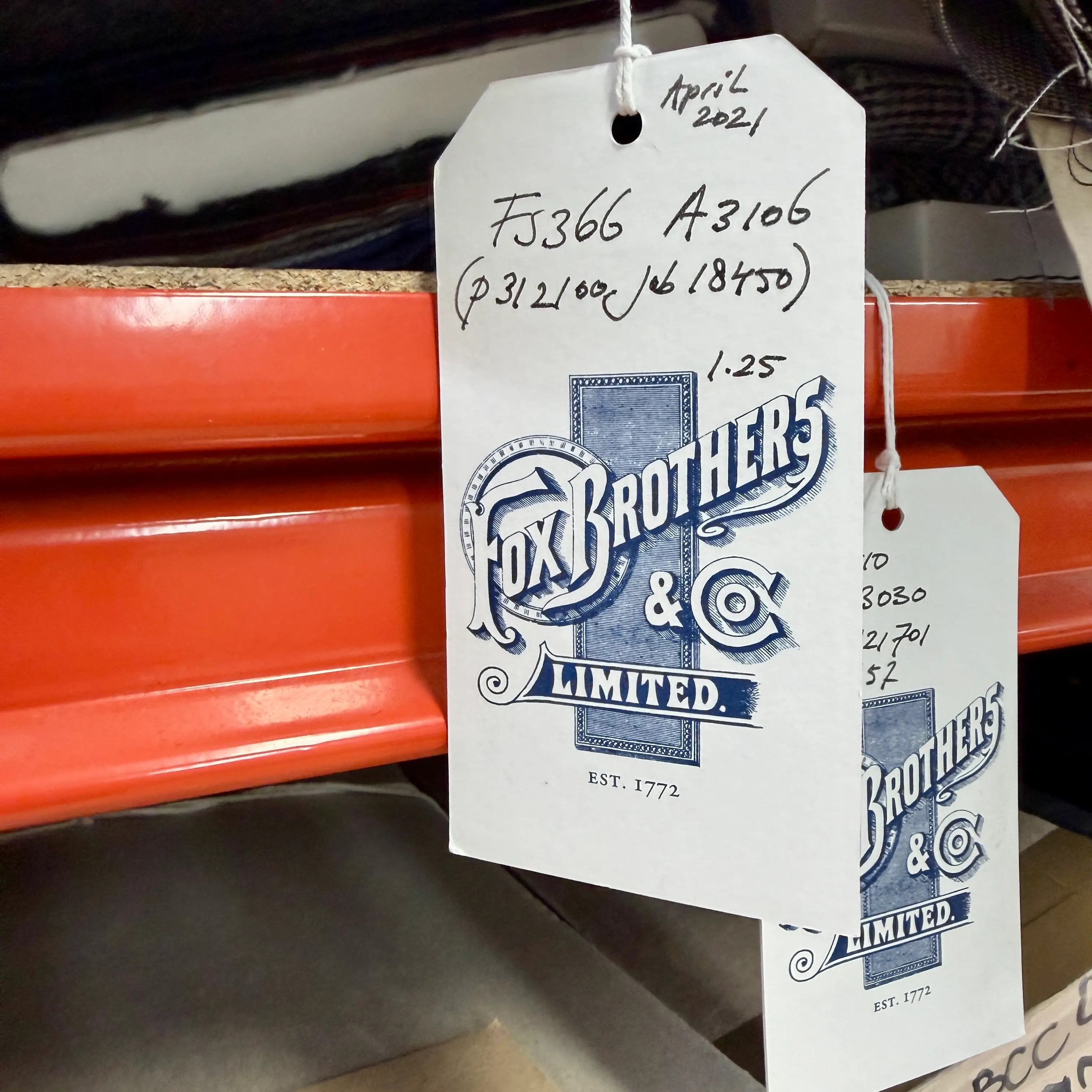 Fox Brothers tag with cloth detail