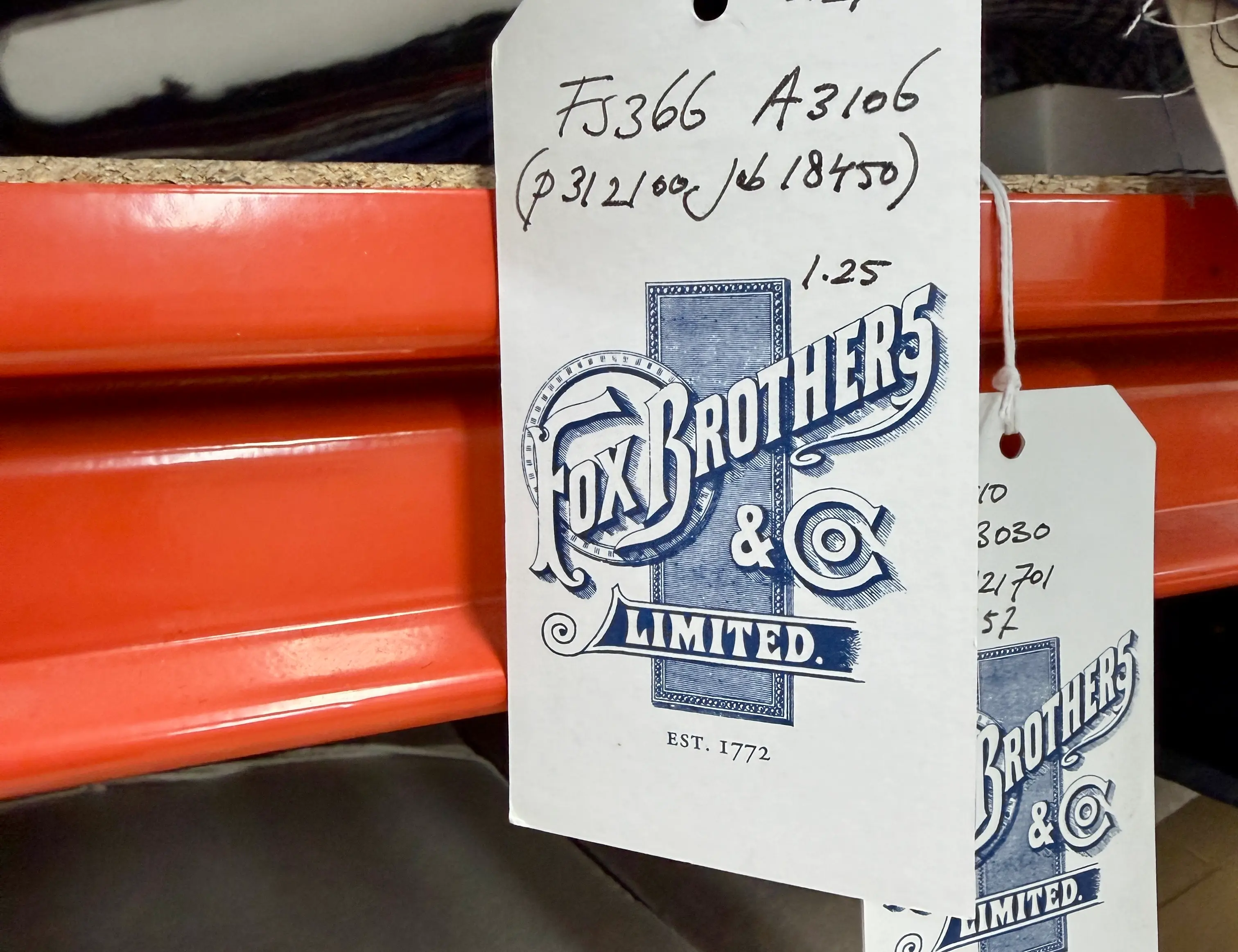Fox Brothers tag with cloth detail