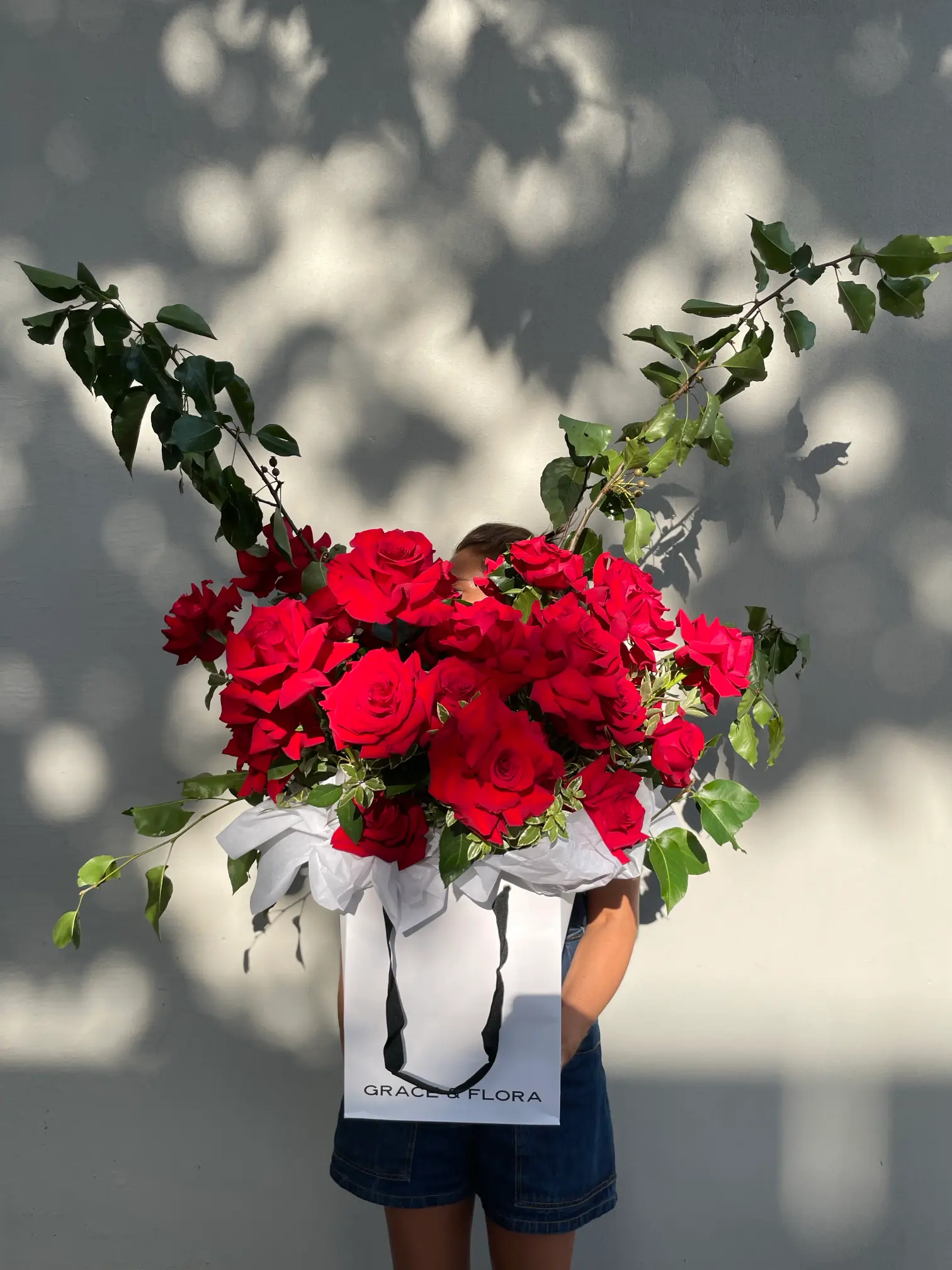 Large bouquet of red roses