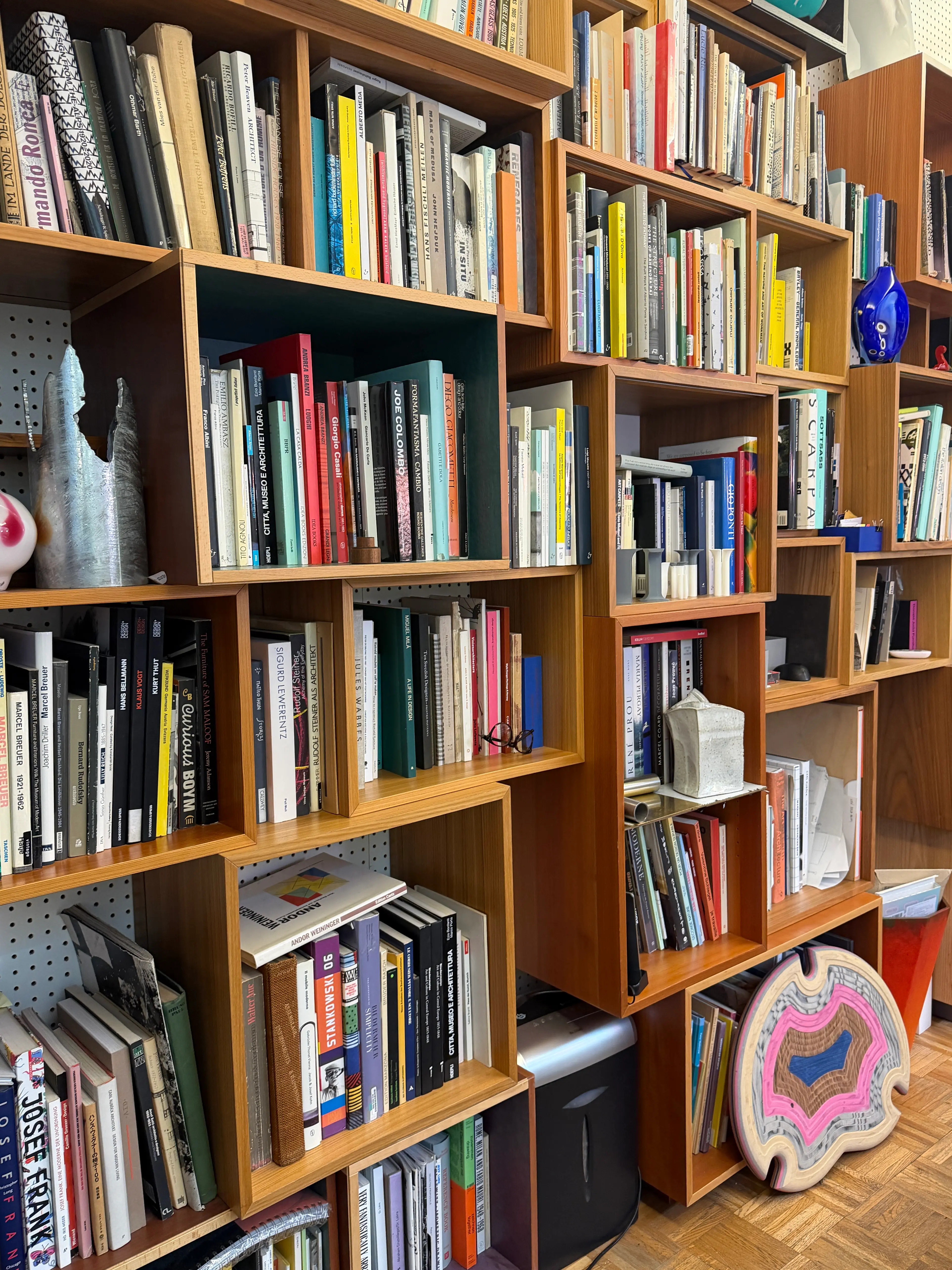 Floor to ceiling bookcase in studio
