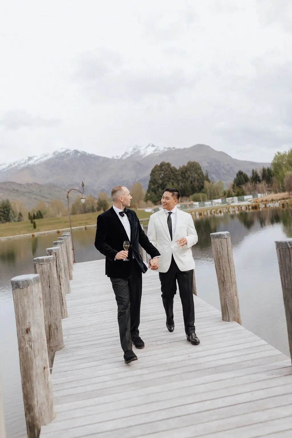 Nigel and Deans wedding photo with mountains in the background