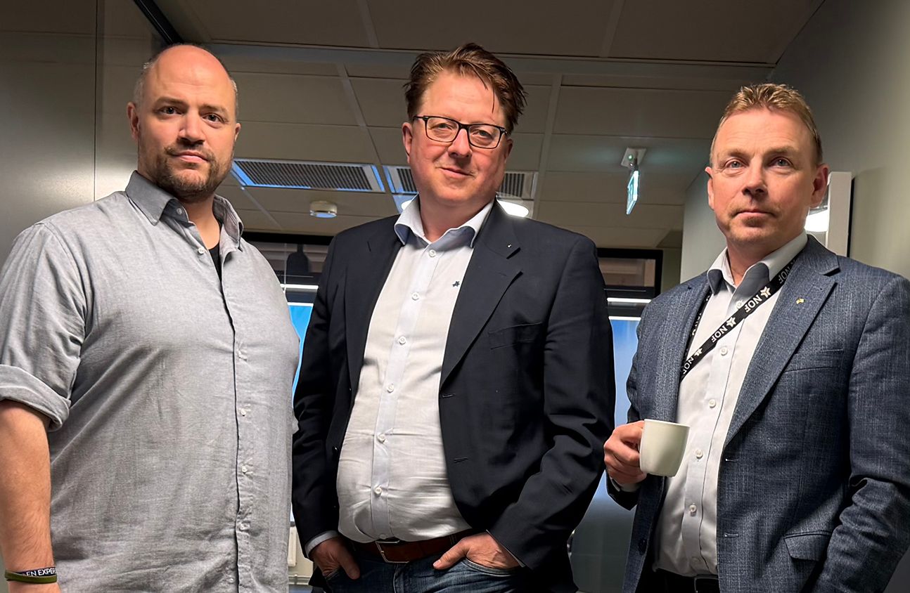 NOFere hos mekleren, Magnus Strømsvåg (forhandler), Staale I Reiten (leder) og Arne Markus Svendsen (nestleder)
