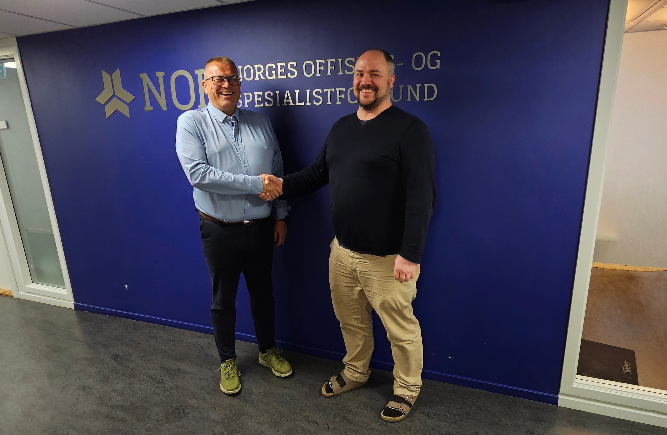 Jørgen Kristian Johansen/FST og NOFs forhandler Magnus Strømsvåg er godt fornøyd med resultatet