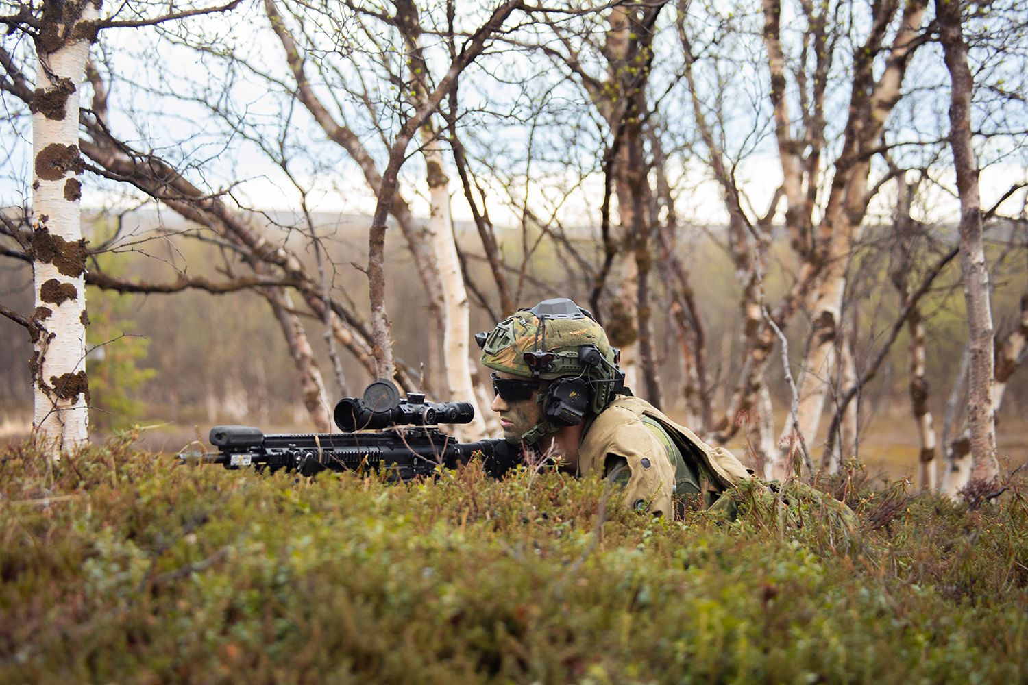 Ingeniør- og Geværtroppen ved Jegerbataljonen GSV har gjennomført skarpt ildoverfall på Øvelse Beredskap. Foto:  Julie Jøssang/Forsvaret