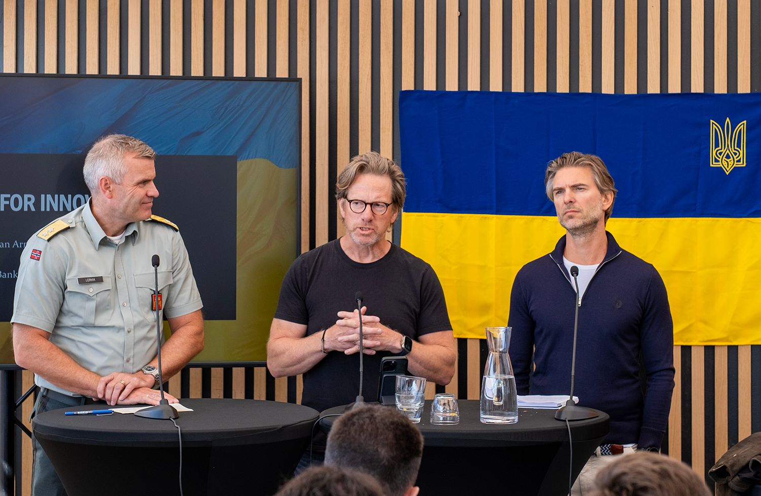 Panelet besto av: Lars Lervik Chief of the Norwegian Army, Norwegian Army Birger Steen Founder, Gardar Eirik Melle Senior Analyst, Danske Bank. Foto: Torgrim Halvari