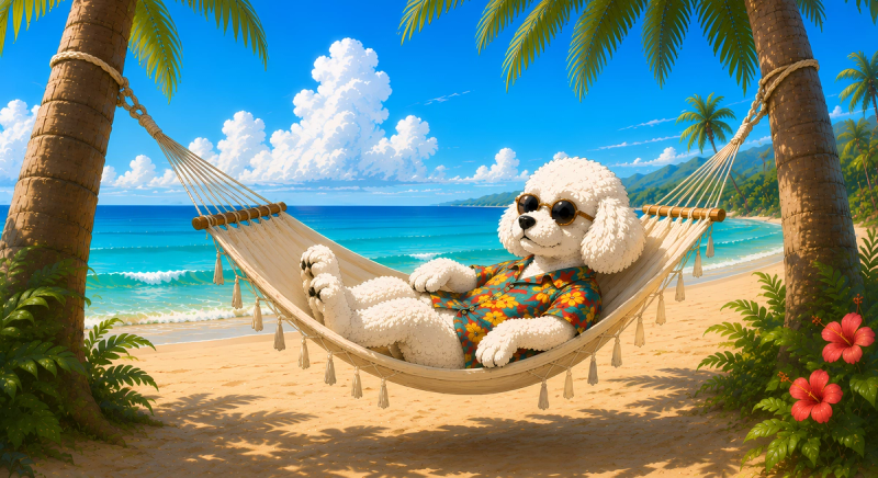 Pero chilling on an Hammock for his Groove Pop time