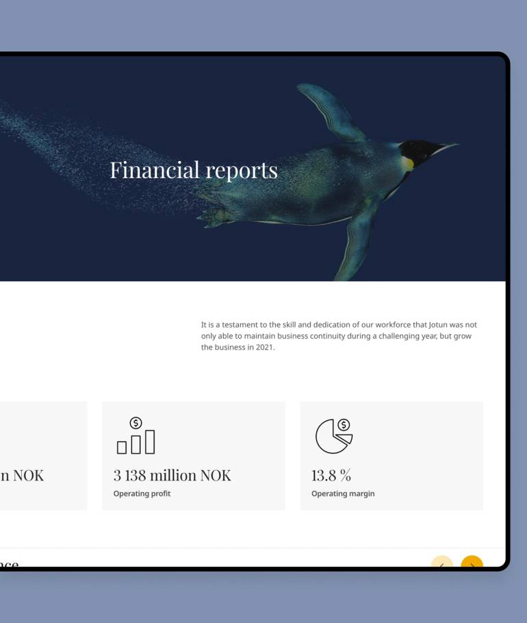 Et utdrag fra Jotuns nye corporate nettsider, vist på skjerm