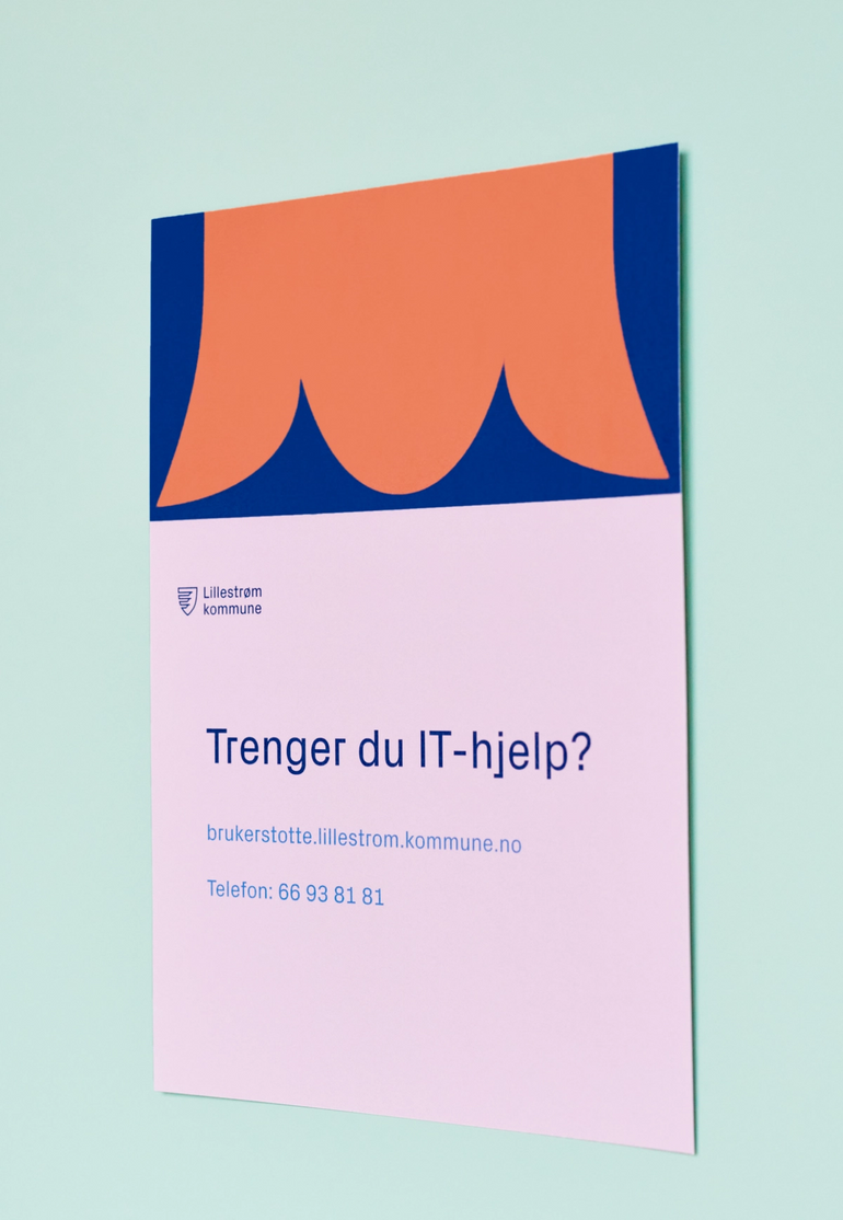 En plakat med Lillestrøm kommune sin visuelle identitet 