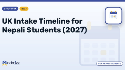 Calendar showing UK university intakes for 2027 with application and visa milestones for Nepali students