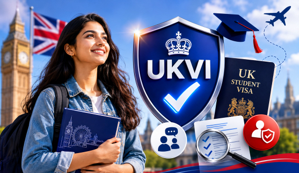 International student preparing for a UK student visa credibility interview on a video call in 2026