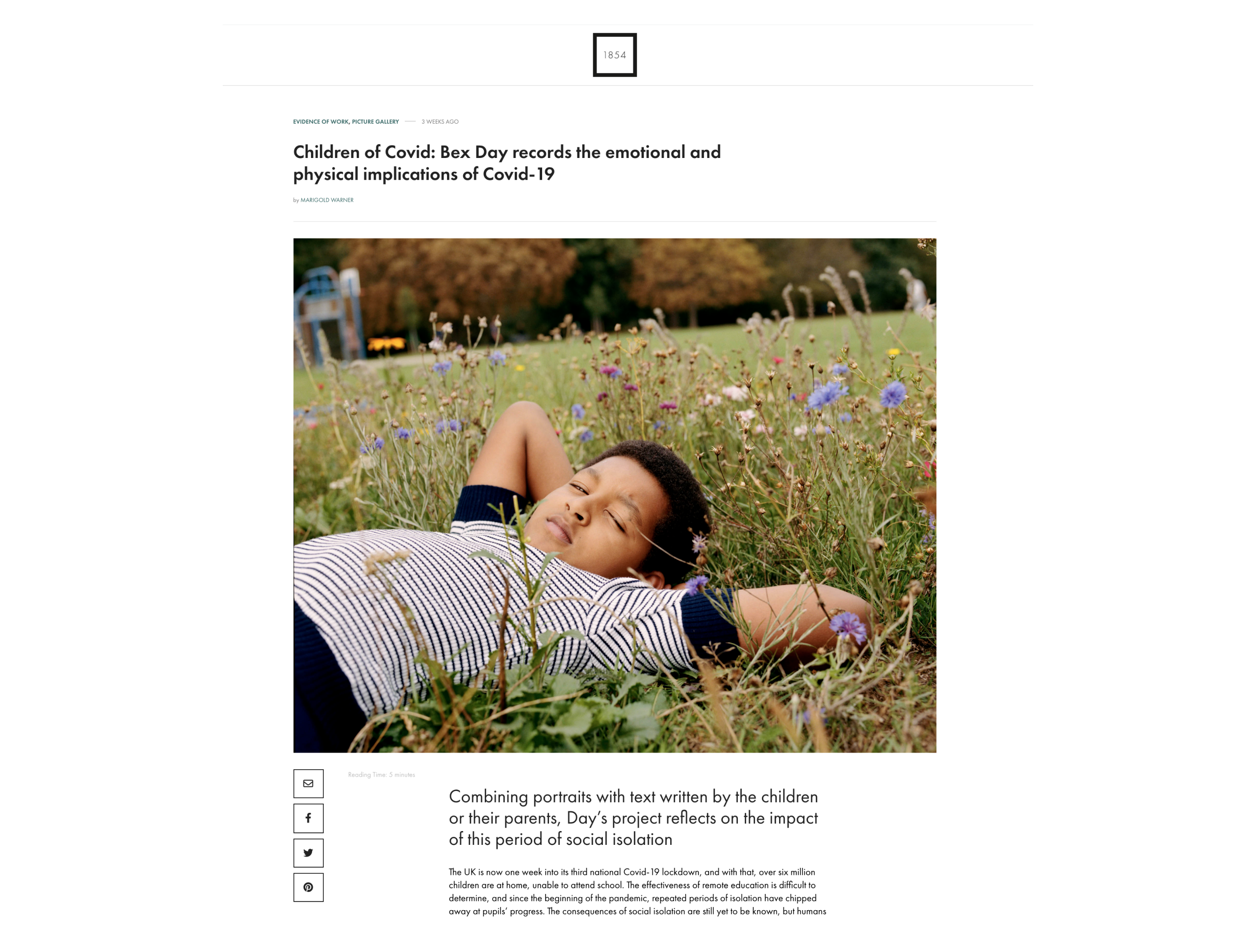 British Journal of Photography featuring Children of Covid by Bex Day