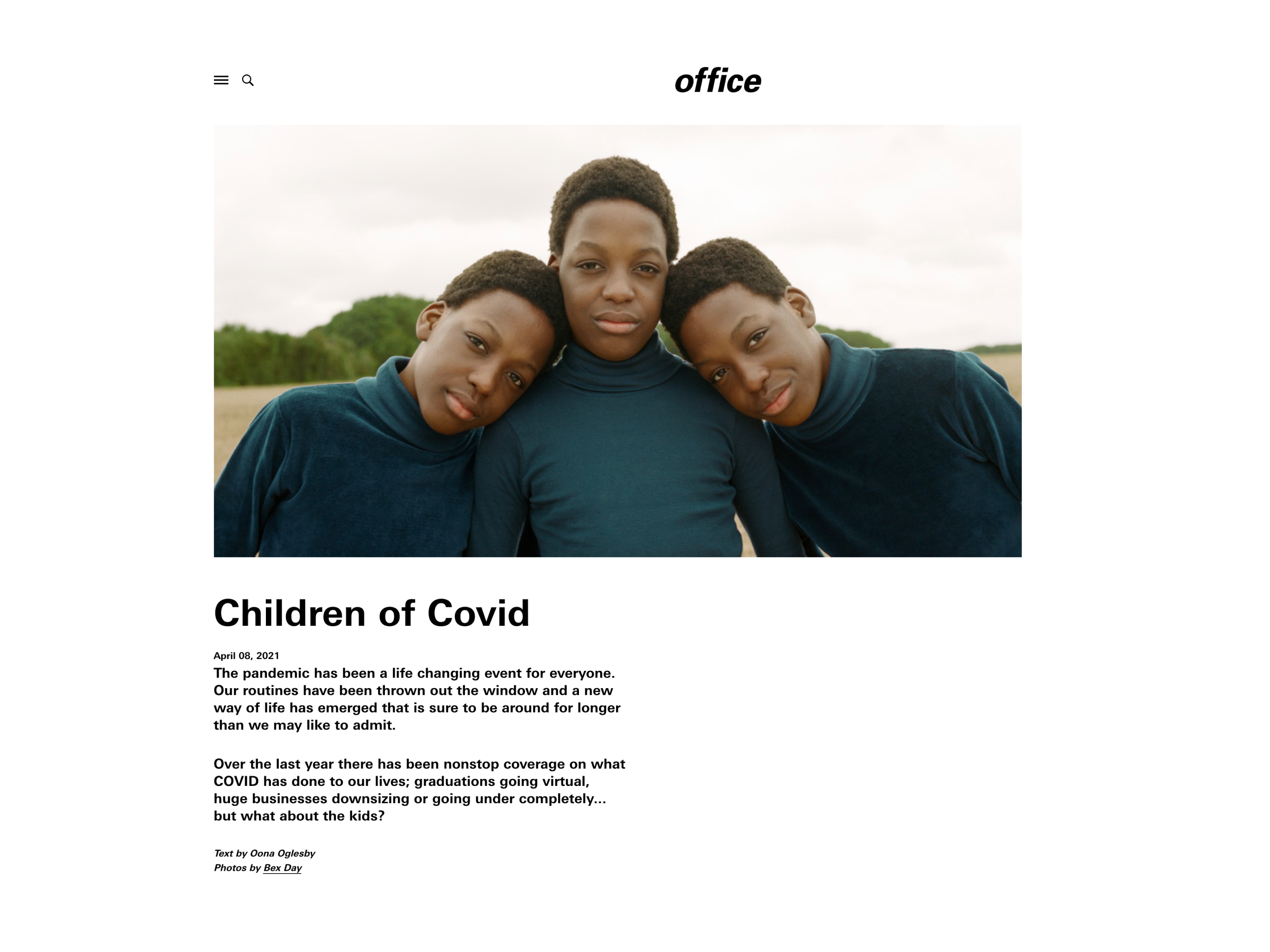 Office Magazine featuring Children of Covid by Bex Day