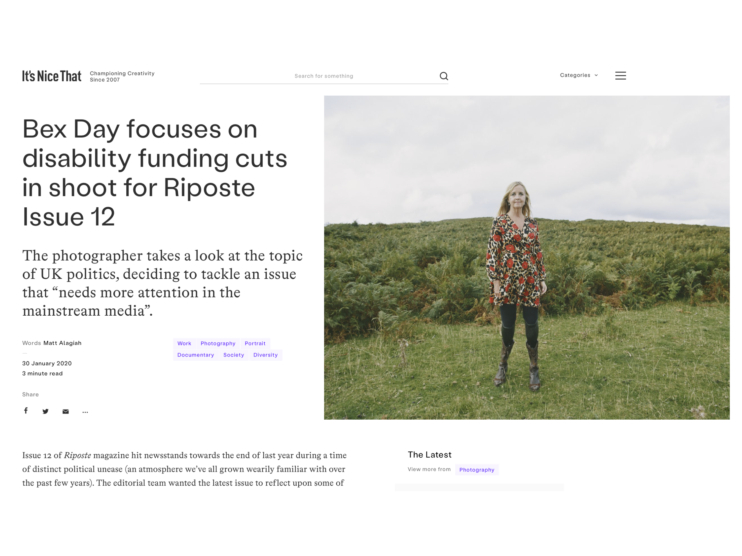 It's Nice That featuring Bex Day for Riposte Magazine