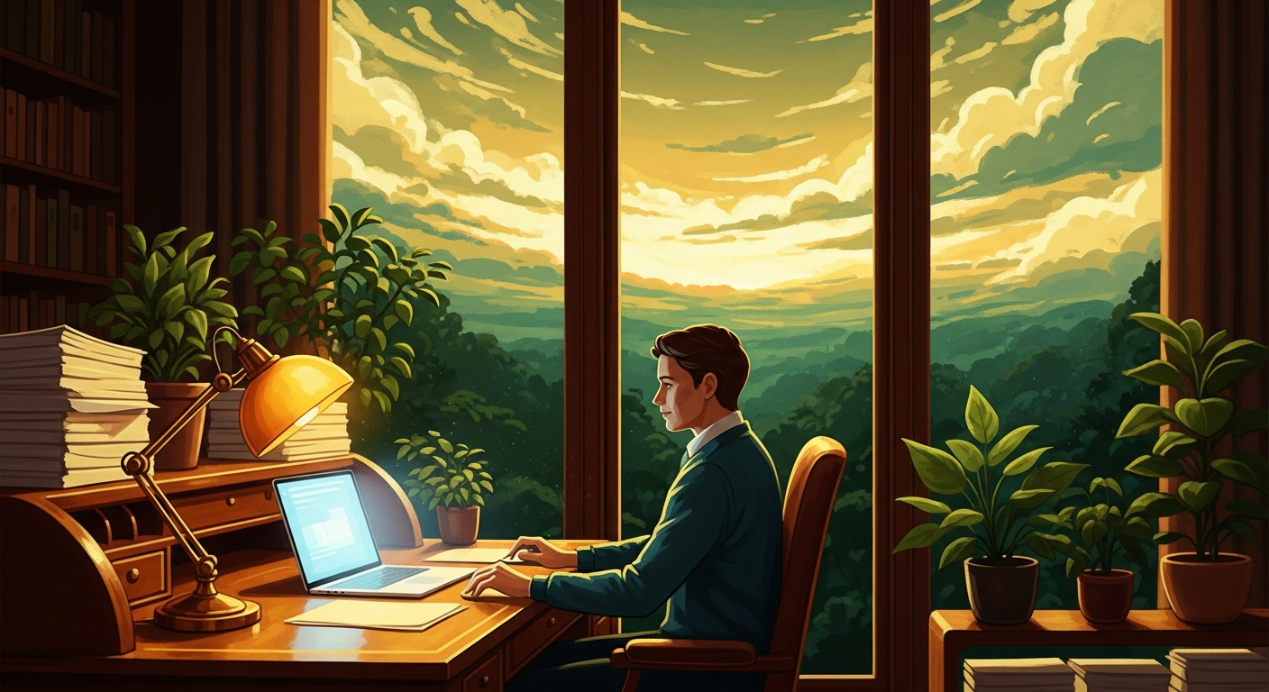 Professional optimizing their LinkedIn profile at a warmly lit desk — Mokaru blog